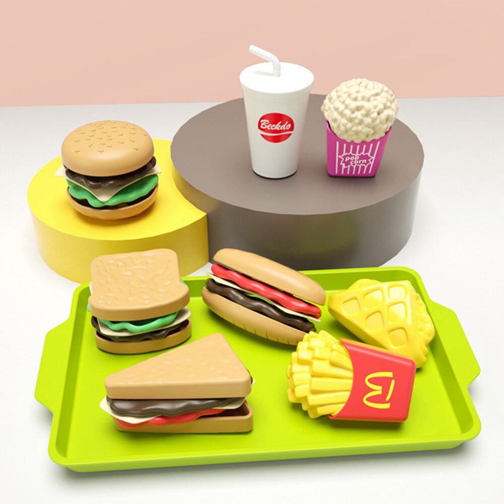 Puzzle Maison De Jeu Pour Enfants Pour Exercer La Coordination Main-œIl, Mini-Hamburgers, Frites FrançAises, Ensemble De Cuisine Alimentaire Occidental, ModèLe De Simulation, 27 PièCes-Générique