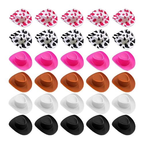 30 PièCes Mini Chapeau de Cowboy Occidental, Robe de SoiréE de Chapeau de PoupéE Mignonne Miniature, Accessoires de DéCoration de Maison de PoupéE de de Simulation