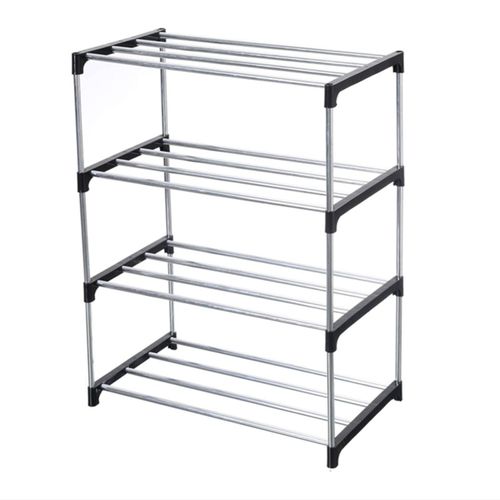Petite Étagère À Chaussures Empilable, Entrée, Couloir Et Placard, Rangement Et Organisation Peu Encombrants (4 Niveaux, Noir)