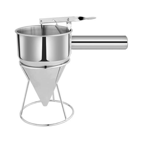 Distributeur de Pâte à CrêPes en Acier Inoxydable, Distributeur D'Entonnoir avec Outil de Cuisson sur Support pour Gâteaux, CrêPes, Cupcakes Bien Cuits