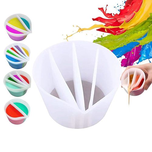 Tasses de MéLange de Couleurs DiviséEs RéUtilisables à 4 Canaux pour Peintures, Outils de Peinture de CouléE de RéSine Bricolage Faisant des Accessoires de Dessin