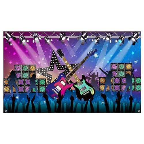 Fournitures de DéCorations de FêTe Karaoké, Grande BannièRe de Toile de Fond de FêTe de Vacances Rock Star en Tissu pour FêTe