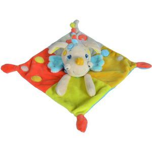 Doudou Plat Nicotoy Dragon Chien Funny Baron Orange Bleu Jaune Peluche Jouet Bebe Comforter Animal Baby