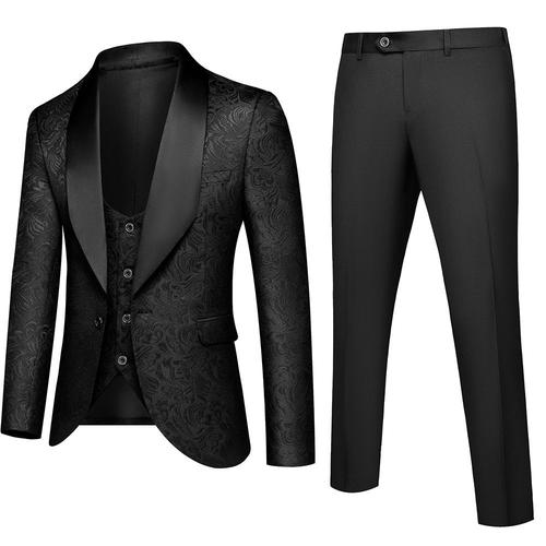 (Veste+Pantalon+Gilet)Costume Homme 3 Pièces Mariage Business Slim Fit Smoking Simple Poitrine À Deux Boutons, Men Suits 3 Piece Pour Fête Confort Blazer Fbc142