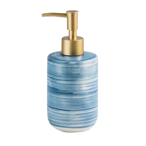 Ensemble de Bouteilles de Distributeur de Savon en CéRamique Salle de Bain Shampooing Corps Savon Bouteille Grande Capacité Lotion Presse Bouteille Vide Bleu