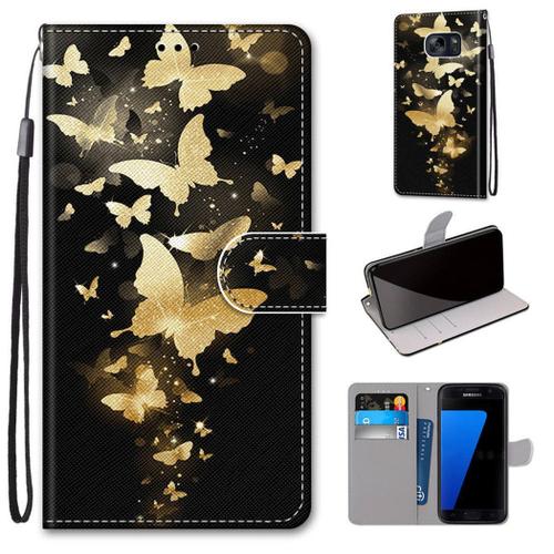 Samsung Galaxy S7 Coque, Saturcase Beau Pu Cuir Magnétique Flip Portefeuille Support Porte-Carte Dragonne Protecteur Coque Housse Étui Pour Samsung Galaxy S7 (Dk-4)