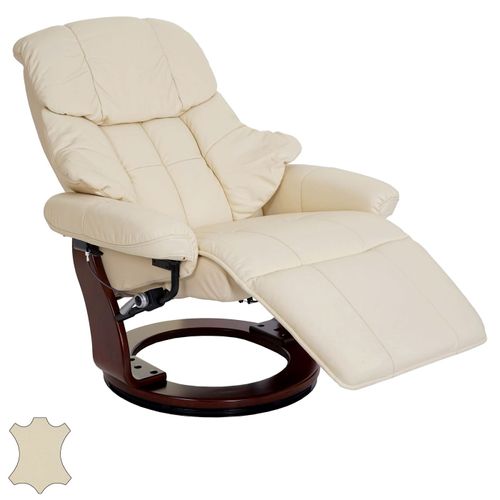 Mca Fauteuil Relax Calgary 2, Fauteuil De Télévision, Cuir, Charge 150kg   Crème, Couleur Noix