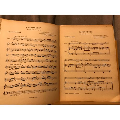Mendelssohn Canzonetta Du Quatuor Opus 12 Partition Violon Violoncelle Contrebasse Et Piano Editions Lemoine 888