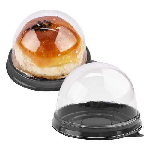 Paquet de 50 Mini Contenants à Cupcakes BoîTe à Gâteau en Plastique Transparent avec Couvercles en DôMe pour Muffin Gâteau de Lune Dessert Fromage Pâtisserie