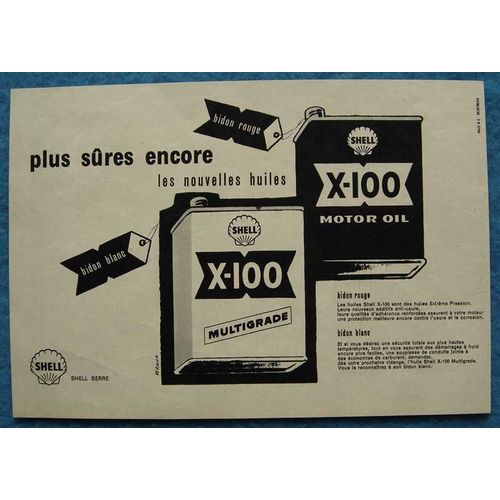 Publicité Papier - Huile X-100 Shell De 1957