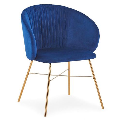 Paris Prix - Chaise Design En Velours "Kanye" 80cm Bleu