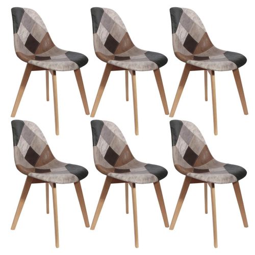 Melo - Lot De 6 Chaises Scandinaves Aspect Vieux Cuir