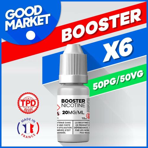 PACK BOOSTER NICOTINE 6 X 10ML 20 MG 50/50 DIY 50 PG 50 VG LOT 6 BOUTEILLES