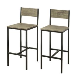 Sobuy Fst53x2 Lot De 2 Tabouret De Bar Tabouret De Cuisine Avec Repose-Pieds Set De 2 Chaise De Salle À Manger Tendance Chaise De Cuisine Dossier Très