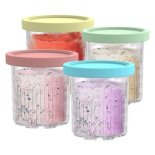 Tasse de Pintes de CrèMe GlacéE 4 PièCes, Contenants de CrèMe GlacéE avec Couvercles pour la SéRie Ninja Creami Pints NC301 NC300 NC299AMZ