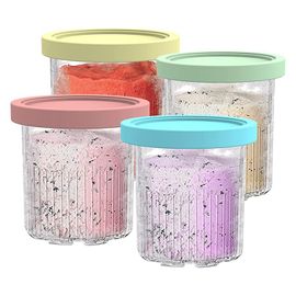 Tasse de Pintes de CrèMe GlacéE 4 PièCes, Contenants de CrèMe GlacéE avec Couvercles pour la SéRie Ninja Creami Pints NC301 NC300 NC299AMZ