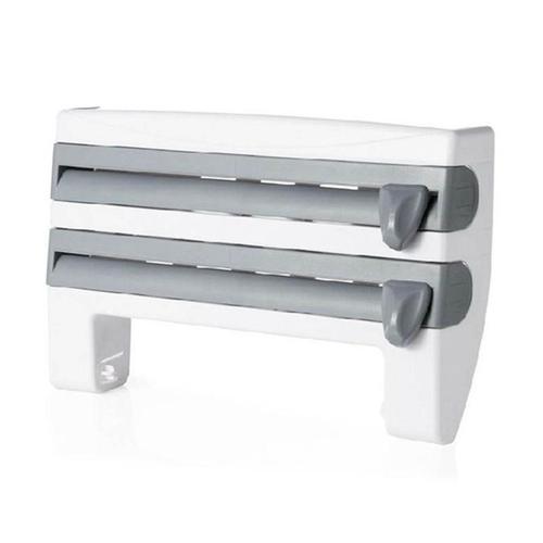 ÉTagèRe de Rangement pour Film Plastique de Cuisine Multifonction avec Coupe-Papier D'Aluminium Barbecue Papier Essuie-Tout Support Mural