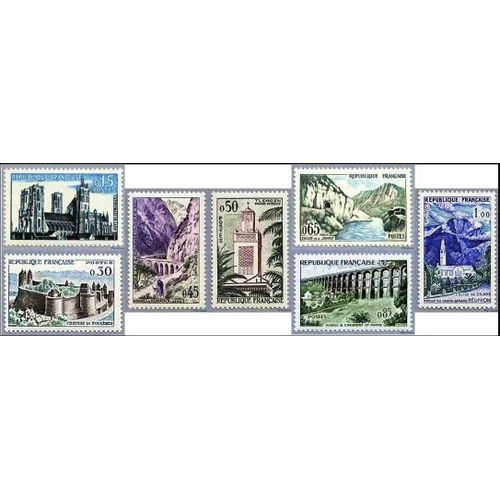 France 1960, Très Belle Série Touristique, Timbres Neufs** Luxe Yvert 1235 Laon 1236 Fougères 1237 Gorges De Kerrata 1238 Tlemcen 1239 La Sioule 1240 Viaduc De Chaumont Et 1240 Cilaos - La Réunion.