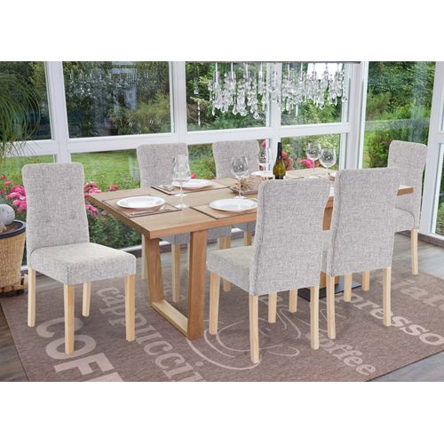 6x Chaise De Salle À Manger Hwc-E58, Fauteuil   Tissu Gris, Pieds Clairs
