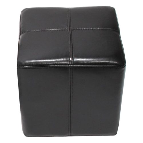 Pouf Dé, Tabouret Onex, Cuir, 36x36x36cm, Noir