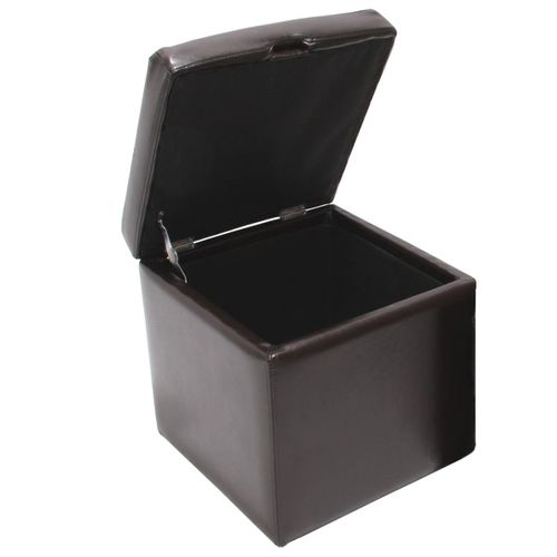 Tabouret Cube, Box De Dépôt Onex, Avec Abattant, Cuir, 45x44x44cm   Marron