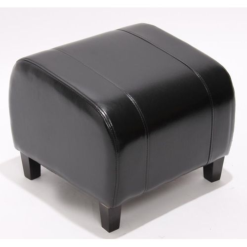 Tabouret Pouf Cuir Emmen, 39x45x47cm   Noir