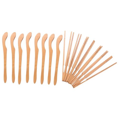 16 PièCes SéRies Pince à Grille-Pain en Bambou - Pince de Cuisson en Bois RéUtilisable de 7 Pouces - Ustensile de Cuisine pour Pain au Fromage et au Bacon Muffin Aux Fruits