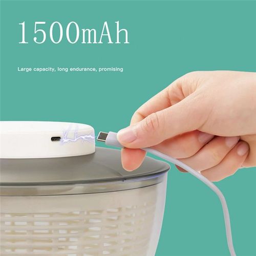 Essoreuse à Salade éLectrique Passoires Alimentaires Outil de Fabrication de Salade ÉHydrateur de Salade de LéGumes Multifonctionnel Automatique 4.75L