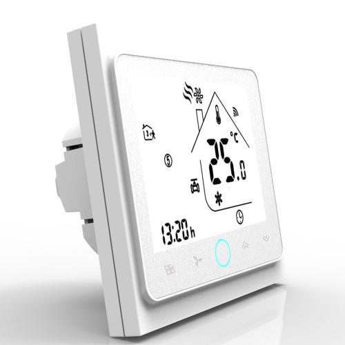 Thermostat de Climatiseur Central Intelligent WiFi à 2 Tuyaux 3 Vitesses Ventilo-Convecteur Voix Tuya ContrôLeur de TempéRature Blanc