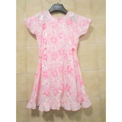 Robe Rose Avec Lien Pour Serrer, Cintrée, Fleur Rose, 3 Ans Ou 4 Ans