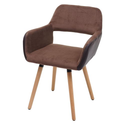 Chaise De Salle À Manger Hwc-A50 Ii, Design Rétro Années 50   Similicuir/ Tissu, Marron Clair, Pieds Clairs