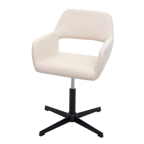 Chaise De Salle À Manger Hwc-A50 Iv, Mécanisme De Pivotement Réglable, Rétro   Similicuir Crème, Pied Noir
