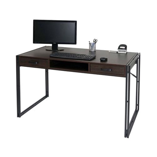 Bureau Hwc-A27, Bureau Informatique, 122x70cm 3d-Structure   Brun Foncé