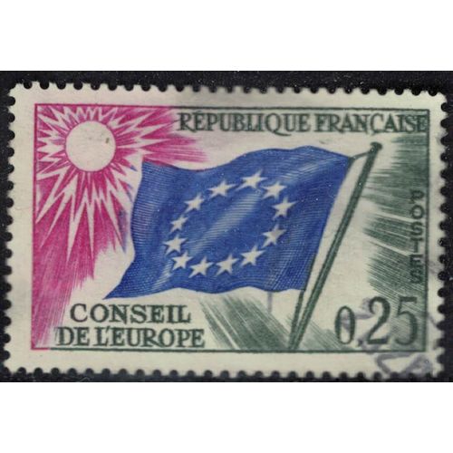 France 1965 Oblitéré Used Drapeau Européen Soleil Conseil De L'europe Y&t 29 Su