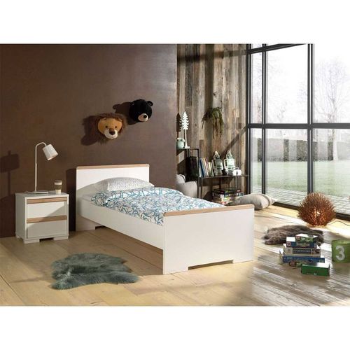 Paris Prix - Pack - Lit Enfant & Chevet "London" 90x200cm Blanc