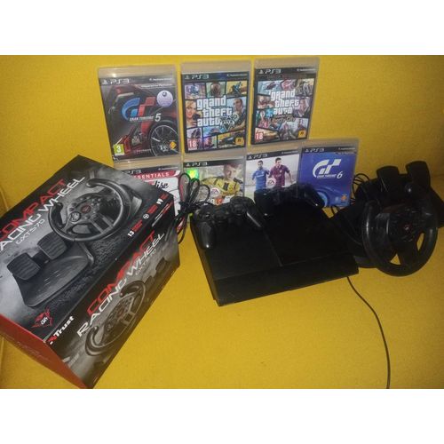 Ps3 Ultra Slim 500go Avec Un Lot De Jeux+ Volant/Pedale +2 Manettes