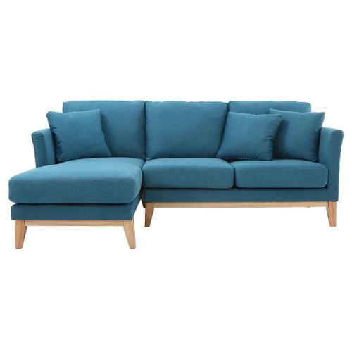 Canapé D'angle Gauche Scandinave Bleu Canard Déhoussable Oslo