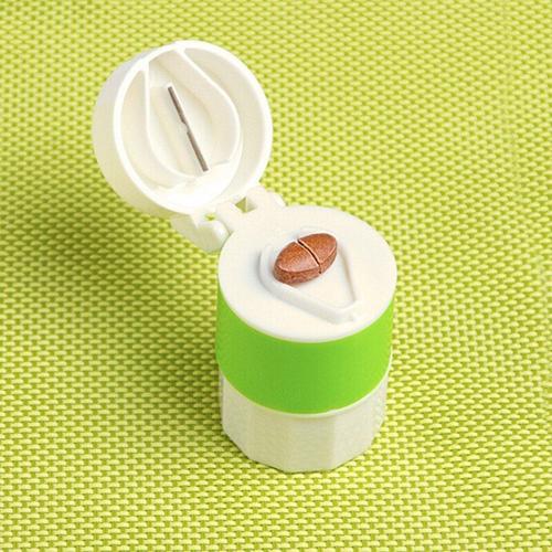 1pc Broyeur De Pilules Broyeur Séparateur Diviseur Cutter Mallette De Rangement Boîte De Récipient En Plastique Combiné Coupe-Pilule