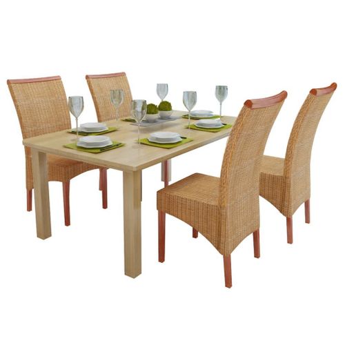 Vidaxl Chaises De Salle À Manger 4 Pcs Marron Rotin Naturel