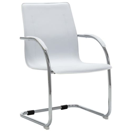 Vidaxl Chaise De Bureau Cantilever Blanc Similicuir