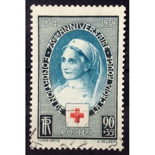 Croix Rouge 1939 - Infirmière 90c+35c Noir Et Bleu (Très Joli N° 422) Obl - Cote 8,50 - France Année 1939 - Brn83 - N30062