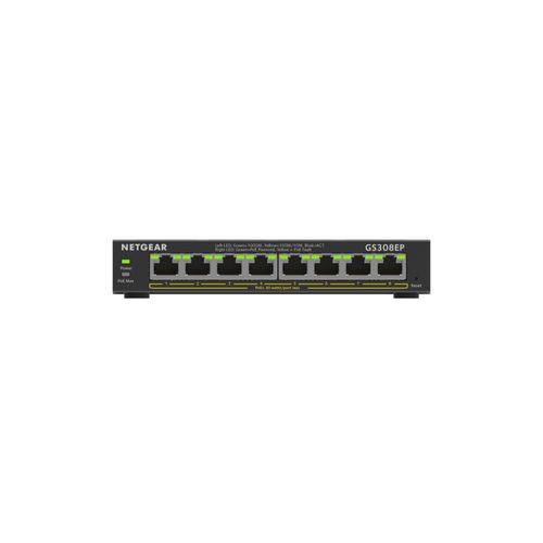 NETGEAR Plus GS308EP - Commutateur - intelligent - 8 x 10/100/1000 (PoE+) - de bureau, fixation murale - PoE+ (62 W)