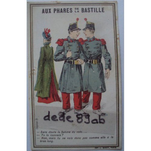 Carte Publicitaire Ancienne . Chromo 19è . " Aux Phares De La Bastille " Magazin D' Habillements (10.50x6.50cm)