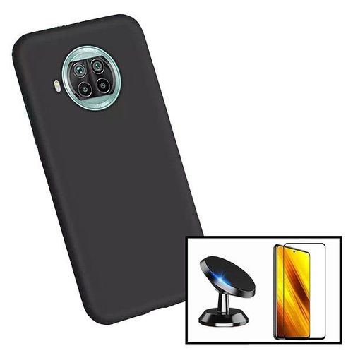Kit Verre Trempé 5d Full + Coque Silicone Liquide + Support Magnétique De Voiture Pour Xiaomi Redmi Note 9 Pro 5g