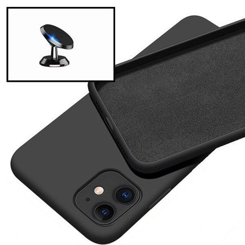 Kit Support Magnétique Pour Voiture + Coque Silicone Liquide Pour Iphone 12 Pro Max