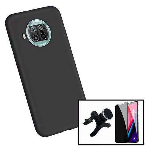 Kit Verre Trempé 5d Anti-Spy + Coque Silicone Liquide + Support Magnétique Renforcé Pour Voiture Pour Xiaomi Redmi Note 9 Pro 5g