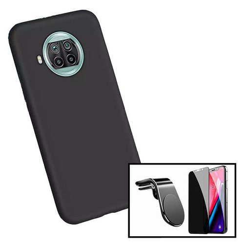Kit Verre Trempé 5d Anti-Spy + Coque Silicone Liquide + Support Magnétique L Pour Voiture Pour Xiaomi Redmi Note 9 Pro 5g