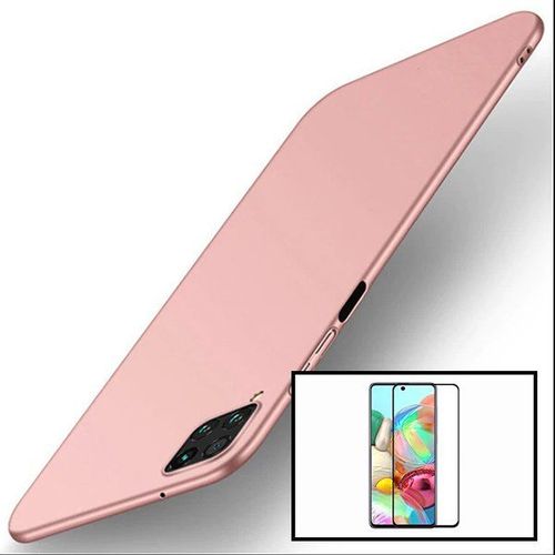 Kit Verre Trempé 5d Full + Coque Mince Et Rigide Pour Samsung Galaxy A42 5g - Rose