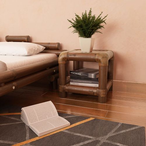 Vidaxl Table De Chevet 40 X 40 X 40 Cm Bambou Marron Foncé