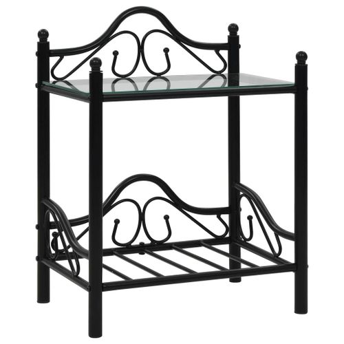 Vidaxl Table De Chevet Acier Et Verre Trempé 45 X 30,5 X 60 Cm Noir